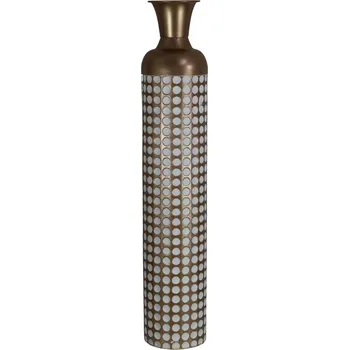 Váza KOVOVÁ VÁZA ZLATOBÍLÁ VELKÁ 16,5x16,5x87,5 cm