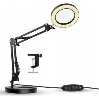 Lampička LED LAMPA NA STŮL S LUPOU KOSMETICKÁ SKLO ZVĚTŠOVACÍ LAMPIČKA NASTAVITELNÁ