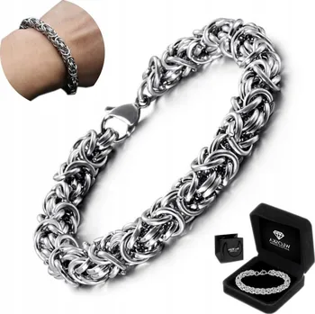 Náramek Męska BRANSOLETKA SREBRNA 7mm GRUBA KULATÝ Královský Vzor S DIAMANTOVÝM BRUSEM