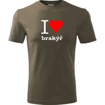 Army tričko I love brakýř - dárek pro pejskaře - barva hnědá - velikost XXL
