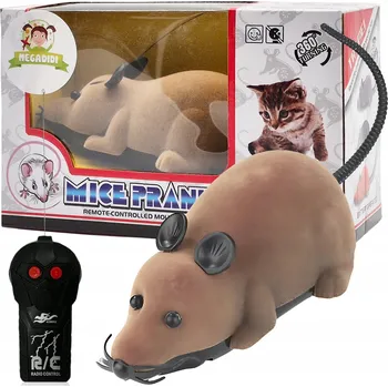 Hračka pro kočku INTERAKTIVNÍ MYŠ pro kočky, utíkající, ovládaná DÁLKOVÝM OVLADAČEM, OBROVSKÁ 27 cm