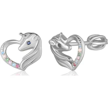 Náušnice JVD Dětské stříbrné peckové náušnice na šroubek jednorožec SVLE0882SH2BASR