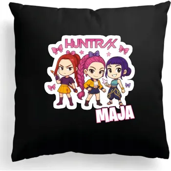 Polštář Černý Polštář S Potiskem Kpop Demon Hunters Huntrix LOVKYNĚ +JMÉNO 1