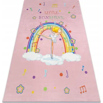 Koberec Koberec pratelný Balerina Duha růžový pro děti protiskluzový 80x150 cm