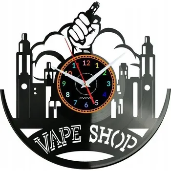 Hodiny Nástěnné hodiny Vape Shop - Vinylová deska - Moderní dekorace