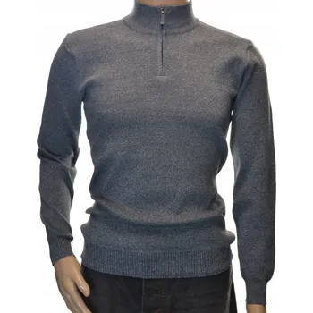 Pánský svetr Pánský svetr se stojáčkem, pologolf rozepínatelný na zip, M, černý melír S8580