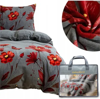 Povlečení Povlečení 140x200 2cz mikrovlákno PLYŠOVÉ na zimu medvídek komplet MARTINO květy