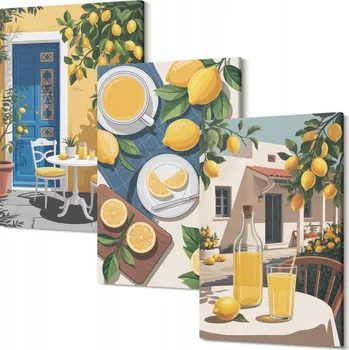 Obraz Obraz Na Plátně Sada Galerie Limonáda citronová terasa slunce 30x20 cm