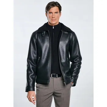 Moto bunda BIG STAR Pánská bunda pilotka z ekologické kůže černá Nimo 906 M