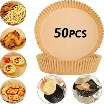 Pečicí papír PAPÍR NA PEČENÍ DO HORKOVZDUŠNÉ FRITÉZY VLOŽKY 50 Ks AIR FRYER 16 cm