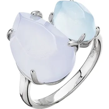 Oblečení a móda Evolution Group Stříbrný prsten akvamarín a modrý chalcedon 15025.3 Velikost: 56 (průměr 17,8mm)