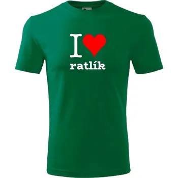 Chlapecké tričko Zelené dětské tričko I love ratlík - dárek pro malého pejskaře / pejskařku - barva zelená - velikost 4roky