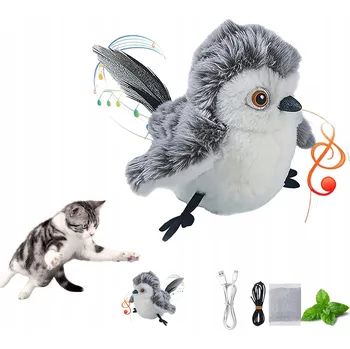 Hračka pro kočku Hračka pro kočky interaktivní plyšový ptáček - pohyb a ptačí zvuky