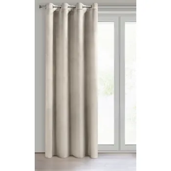 Dekorační velvet závěs s kroužky PAULINA 140x250 cm béžová (cena za 1 kus) MyBestHome