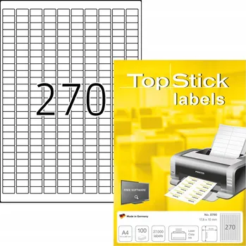Samolepící etiketa TOPSTICK 8790 SAMOLEPICÍ ŠTÍTKY 100 ARCHŮ 17,8 X 10 MM 270 KS NA A4