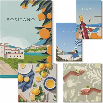 Obraz Sada obrazů na plátně k zavěšení Italská dovolená Amalfi Capri 5 kusů