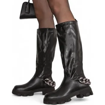 Dámské kozačky Royalfashion dámské kozačky pod koleno s plochým podpatkem, velikost 36