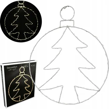 Vánoční dekorace SVĚTELNÁ DEKORACE DO OKNA VÁNOČNÍ STROMEK 250 LED DIOD ČASOVAČ 48,5 CM TEPLÁ BÍLÁ