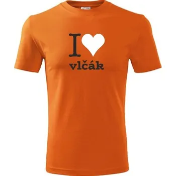 Chlapecké tričko Oranžové dětské tričko I love vlčák - dárek pro malého pejskaře / pejskařku - barva oranžová - velikost 12let