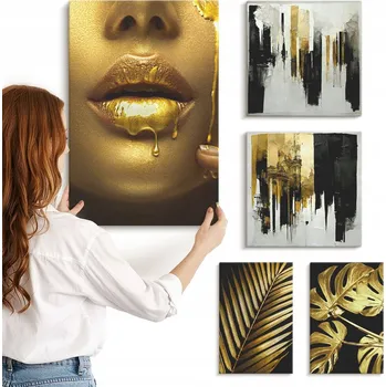 Obraz Vícedílný Obraz Na Plátně Sada Styl glamour rostliny tváře 5 kusů