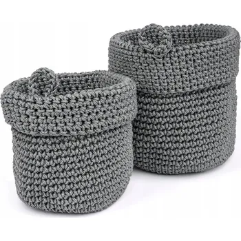 Úložný box KOŠÍK DO KOUPELNY PLETENÝ šedý sada 2 kusů k zavěšení