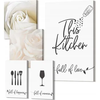 Obraz Sada 5 Obrazů na Plátně do Ložnice – Stylová rostlinná dekorace do kuchyně