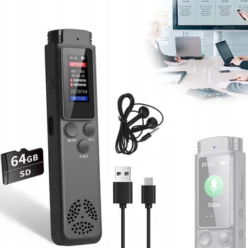 IP kamera DIGITÁLNÍ DIKTAFON PROFESIONÁLNÍ 1536 kb/s 64GB ŠPIONÁŽNÍ MP3 DETEKCE ZVUKU