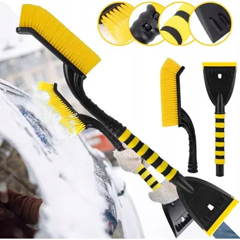 Autoškrabka Škrabka na okna s kartáčem, škrabka na sníh a led, teleskopická