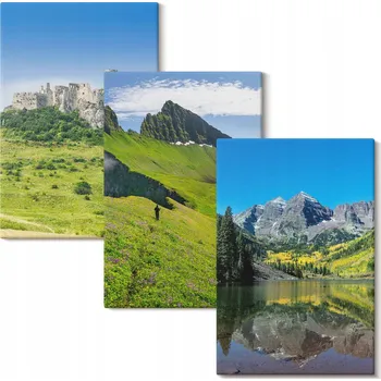 Obraz Sada obrazů do ložnice Zelené kopce se zámkem 3x 20x30 cm