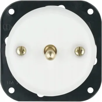 vypínač Keramický zvonkový vypínač ANTICA TOOGLE GOLD retro BÍLÝ s rámečkem