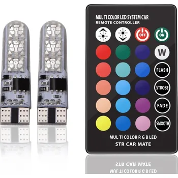 Autožárovka RGB LED autožárovky W5W T10 s dálkovým ovládáním, 2ks