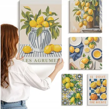 Obraz Sada obrazů do kanceláře – Citrusové provensálské dekorace 5 kusů