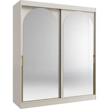 Šatní skříň Šatní skříň MODIN | se zrcadlem | 180 cm | kašmír/zlaté úchyty