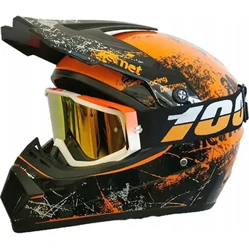 Helma na motorku Motocyklová přilba Cross/Enduro černá velikost S se zrcadlovým hledím