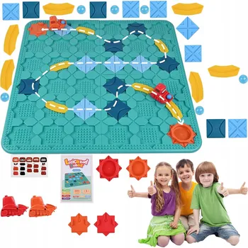 Dřevěná hračka MONTESSORI LOGICKÁ HRA - PUZZLE LABYRINT PRO DĚTI - DESKA BAGR + AUTÍČKO