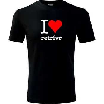 Chlapecké tričko Černé dětské tričko I love retrívr - dárek pro malého pejskaře / pejskařku - barva černá - velikost 12let