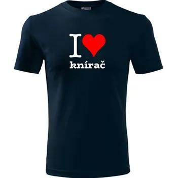 Chlapecké tričko Tmavě modré dětské tričko I love knírač - dárek pro malého pejskaře / pejskařku - barva tmavě modrá - velikost 8let