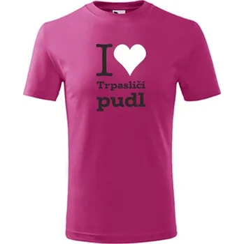 Purpurové dětské tričko I love Trpasličí pudl - dárek pro malého pejskaře / pejskařku - barva purpurová - velikost 10let