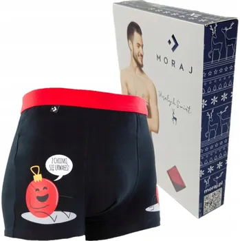 Pánské spodní prádlo Vánoční pánské boxerky s motivem Mikuláše a nápisy MORAJ, velikost L, bavlněné