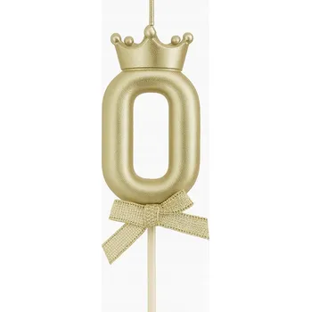 Dortová svíčka Svíčka ČÍSLICE 0 zlatá šampaňská - svíčky na dort narozeninové číslice 6 cm