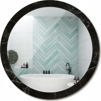 Zrcadlo Zrcadlo nástěnné s ozdobným skleněným rámem Vzhled mramoru průměr 100 cm