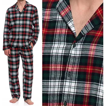 Pánské pyžamo PÁNSKÉ ROZEPÍNACÍ FLANELOVÉ PYŽAMO Z BAVLNĚNÉ FLANELU S KOSTKOVANÝM VZOREM *M