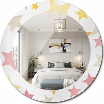 Zrcadlo Zrcadlo s ozdobným skleněným okrajem Pastelové hvězdy, průměr 60 cm