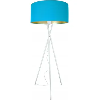 Stojací lampa Moderní stojací lampa s tyrkysovým stínidlem + zlatý střed LED Trojnožka