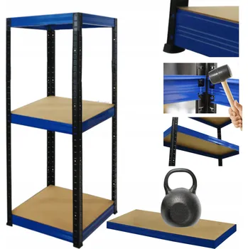 Dílenský regál Kovový regál do skladu a dílny HELIOS 90x60x60 cm, 3 police, nosnost 175 kg/police - ROBUSTNÍ