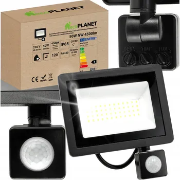 LED halogen s PIR čidlem pohybu, reflektor, 50W, 4500lm, 4500K