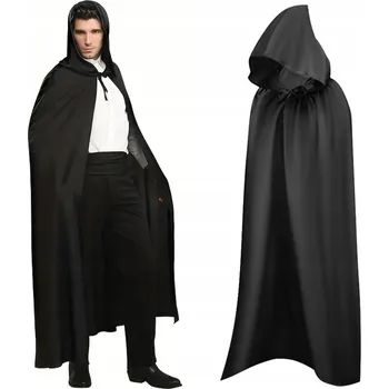 Karnevalový kostým Kostým na Halloween, plášť, převlek čarodějnice, černý s kapucí