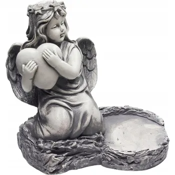 Smuteční dekorace Hřbitovní figurka Anděl Kaplička na hrob, sádrový podstavec pod Hřbitovní Svíčka, dekorace