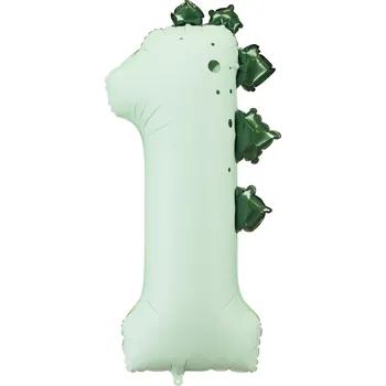 Balónek Fóliový balón číslo 1 dinosaurus mátový 92 cm