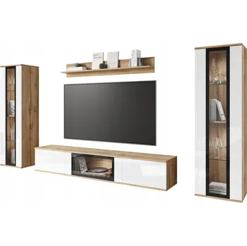 Obývací stěna Sestava nábytku do obývacího pokoje Bratex dub wotan/bílá, 4 díly